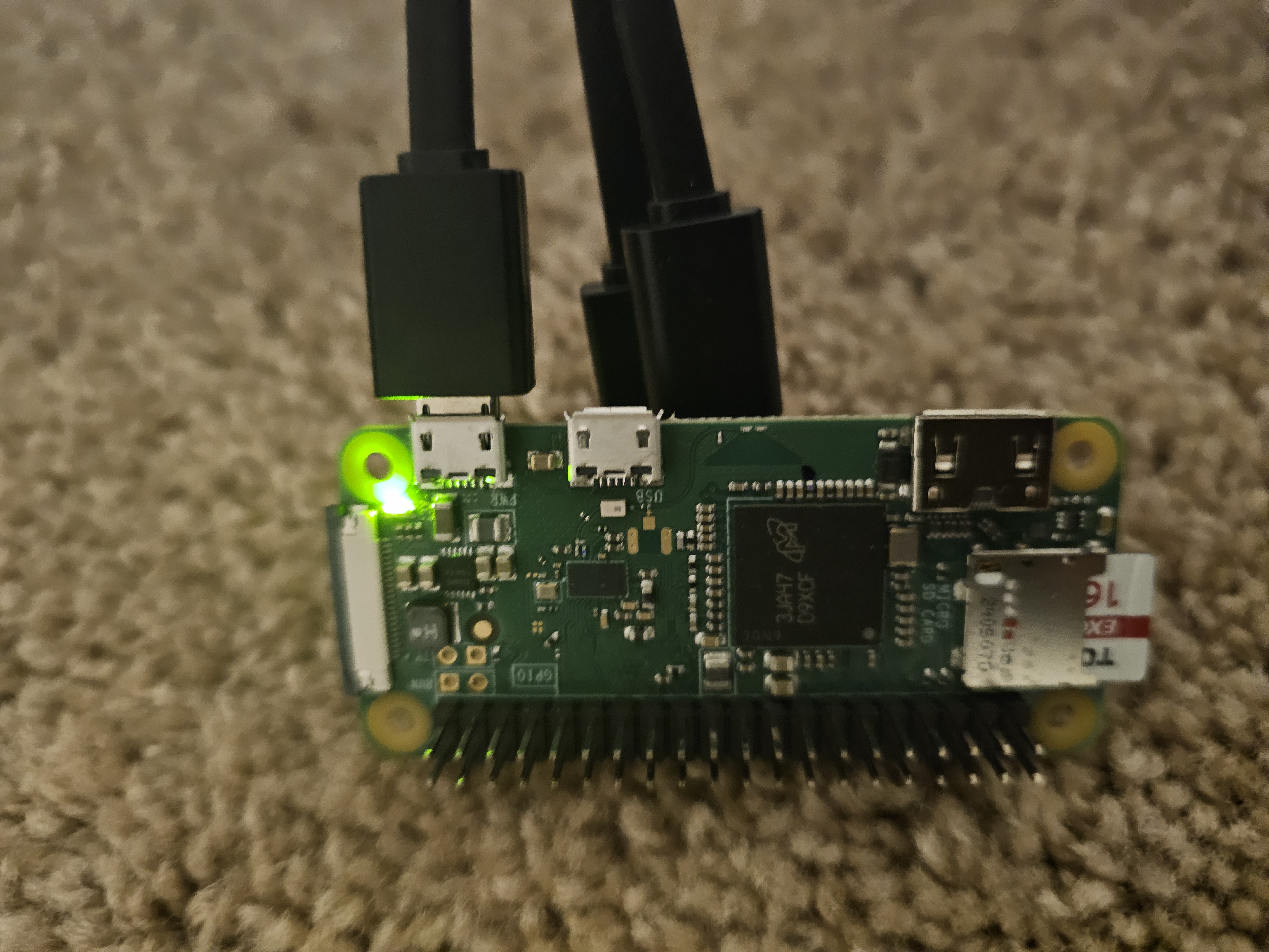 PicoClaw board showing SSD card slot, dual USB connections, and GPIO pins